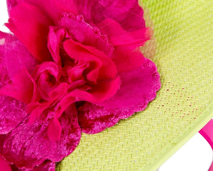 Bespoke large lime and fuchsia flower fascinator by Fillies Collection - Image 4