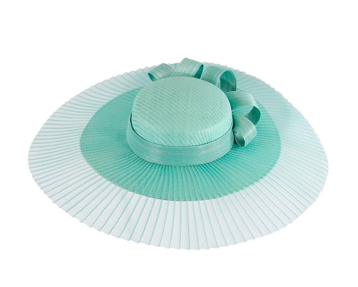 Aqua wide brim boater hat by Fillies Collection - Image 4
