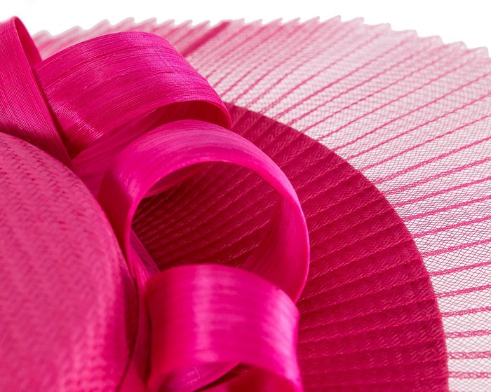 Fuchsia wide brim boater hat by Fillies Collection - Image 3