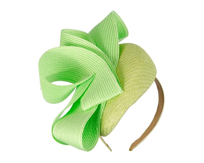 Lime green racing pillbox fascinator by Fillies Collection - Image 2