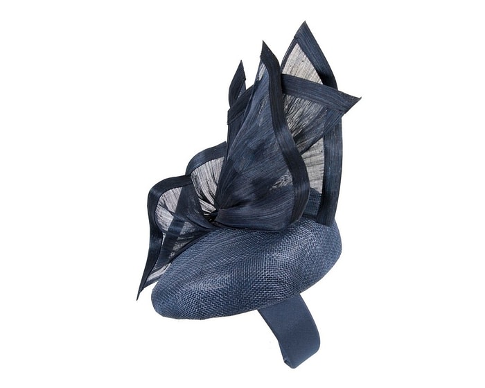 Bespoke navy racing pillbox fascinator by Fillies Collection - Image 3