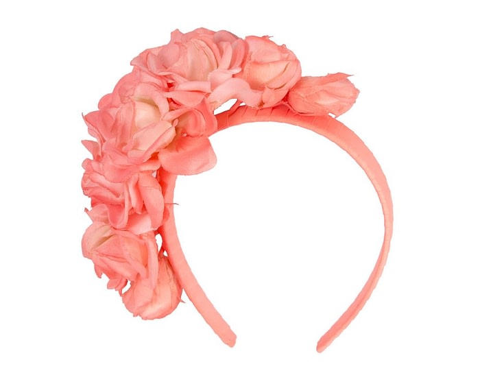 Coral flower headband fascinator by Max Alexander - Image 2