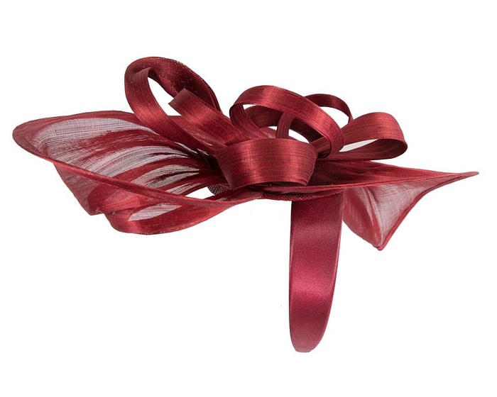 Fascinators Online - Large burgundy wine heart fascinator by Fillies Collection