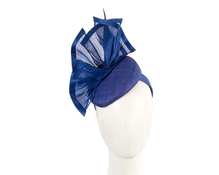 Bespoke royal blue racing pillbox fascinator by Fillies Collection