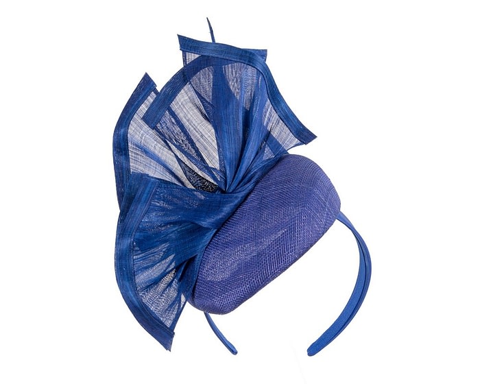 Bespoke royal blue racing pillbox fascinator by Fillies Collection - Image 2