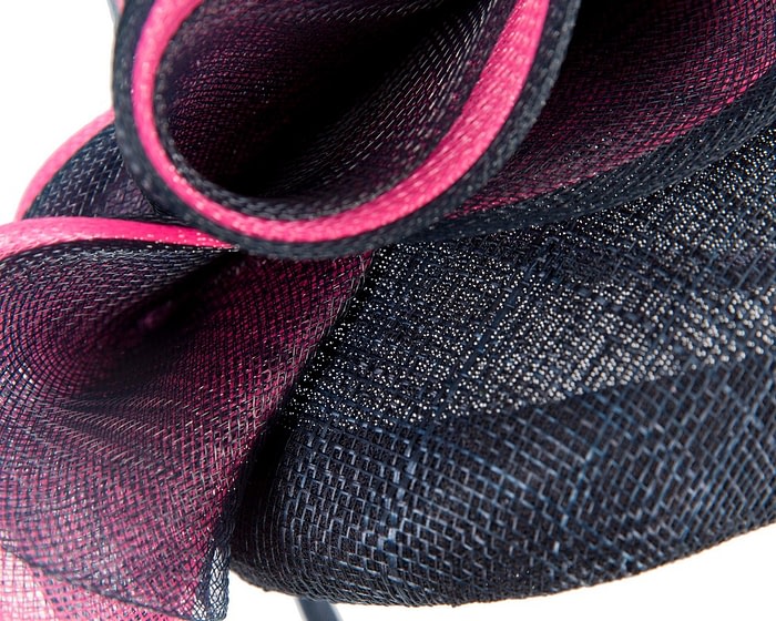 Large dark navy & fuchsia fascinator by Fillies Collection - Image 5