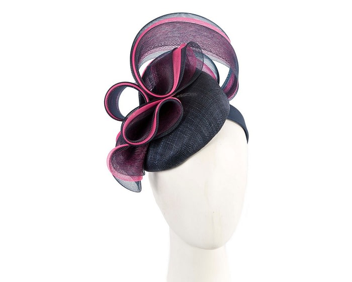 Large dark navy & fuchsia fascinator by Fillies Collection
