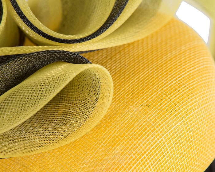 Large yellow & black fascinator by Fillies Collection - Image 5