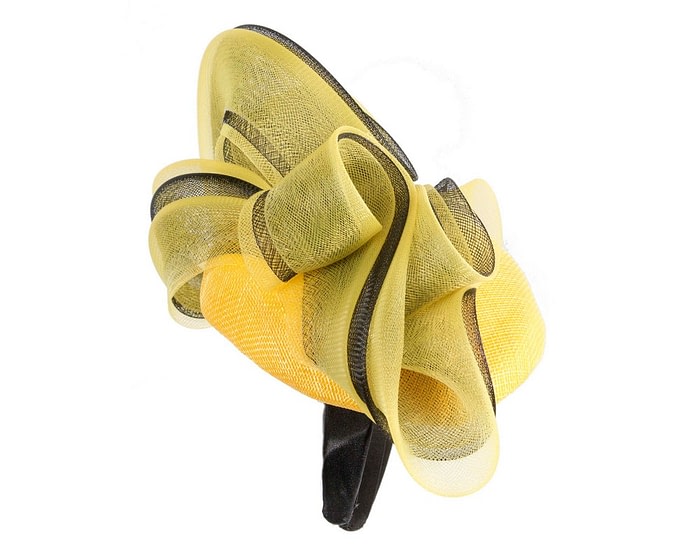Large yellow & black fascinator by Fillies Collection - Image 4
