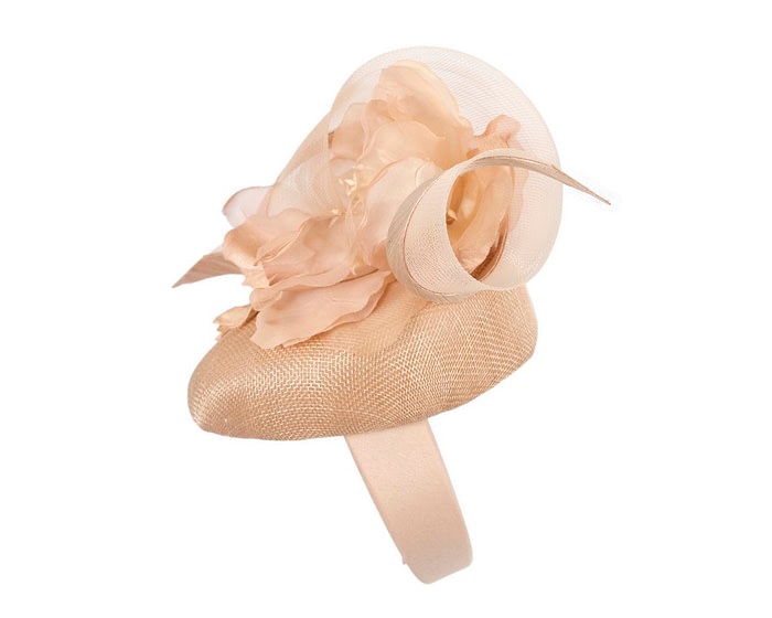 Fascinators Online - Bespoke nude spring racing pillbox fascinator