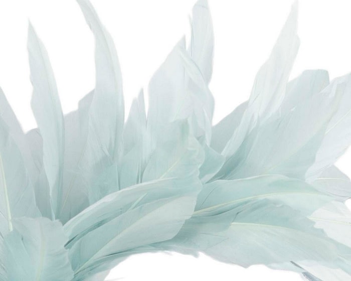 Light blue feather bunch fascinator by Max Alexander - Image 3