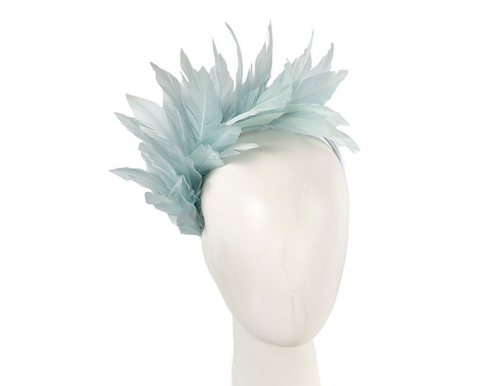 Light blue feather bunch fascinator by Max Alexander