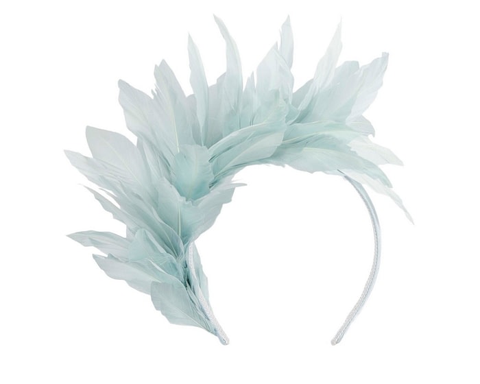 Light blue feather bunch fascinator by Max Alexander - Image 2