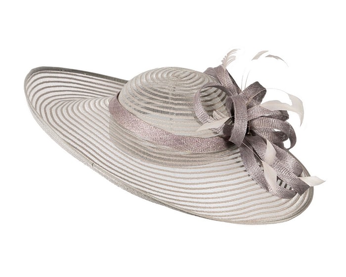 Fascinators Online - Wide brim silver fashion hat