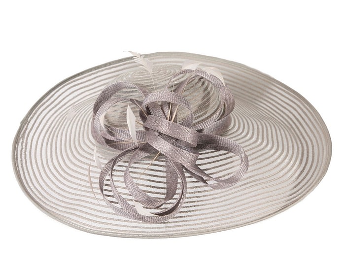 Fascinators Online - Wide brim silver fashion hat