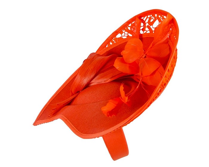 Bespoke orange winter fascinator by Fillies Collection - Image 3