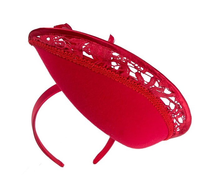 Bespoke red winter fascinator by Fillies Collection - Image 6