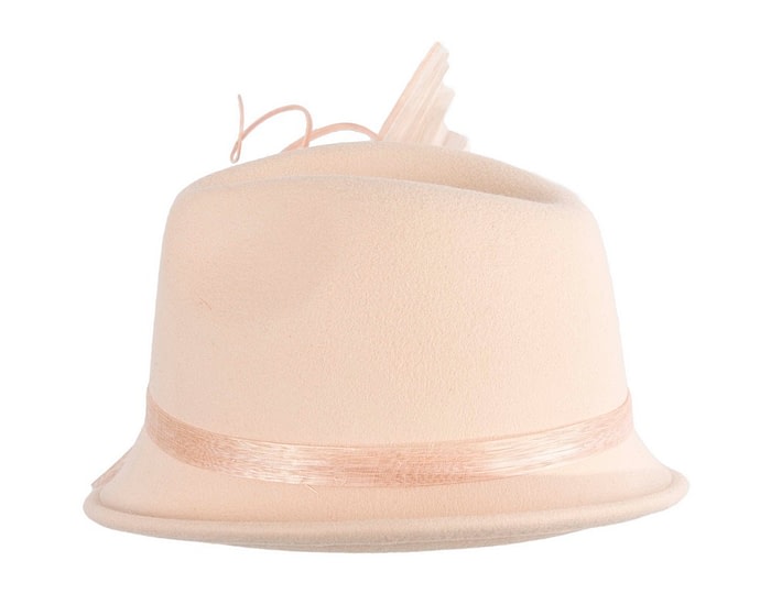 Bespoke beige felt fedora by Fillies Collection - Image 3