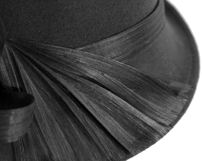 Bespoke black felt fedora by Fillies Collection - Image 5