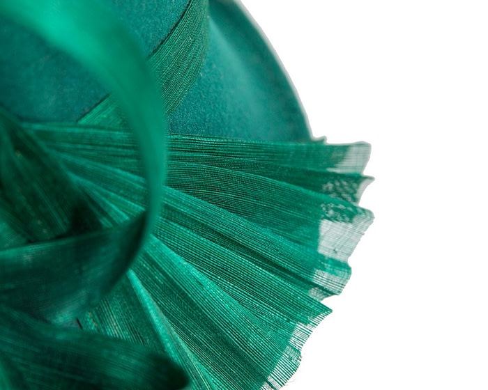 Bespoke green felt fedora by Fillies Collection - Image 5