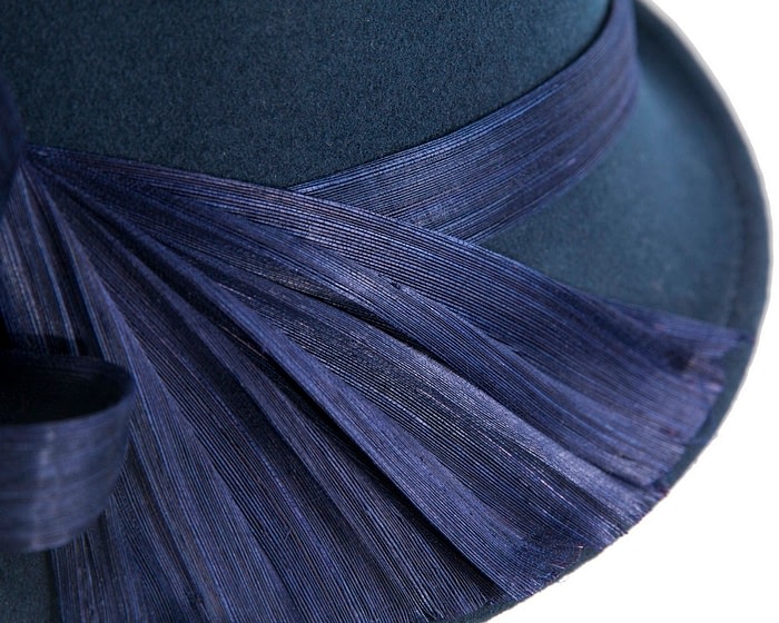 Bespoke navy felt fedora by Fillies Collection - Image 5