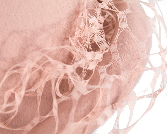 Blush cloche hat with face veil by Fillies Collection - Image 5