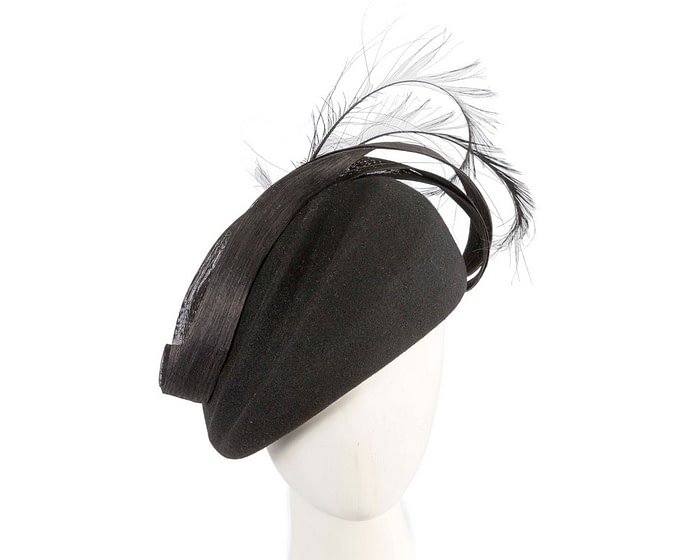 Fascinators Online - Designers black felt hat by Fillies Collection