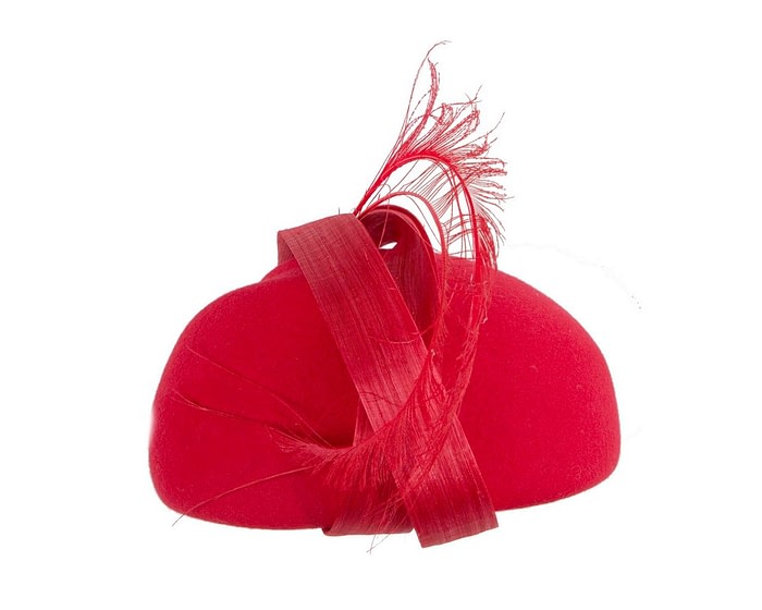 Fascinators Online - Designers red felt hat by Fillies Collection