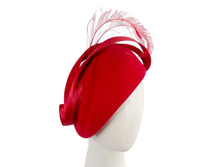 Designers red felt hat by Fillies Collection