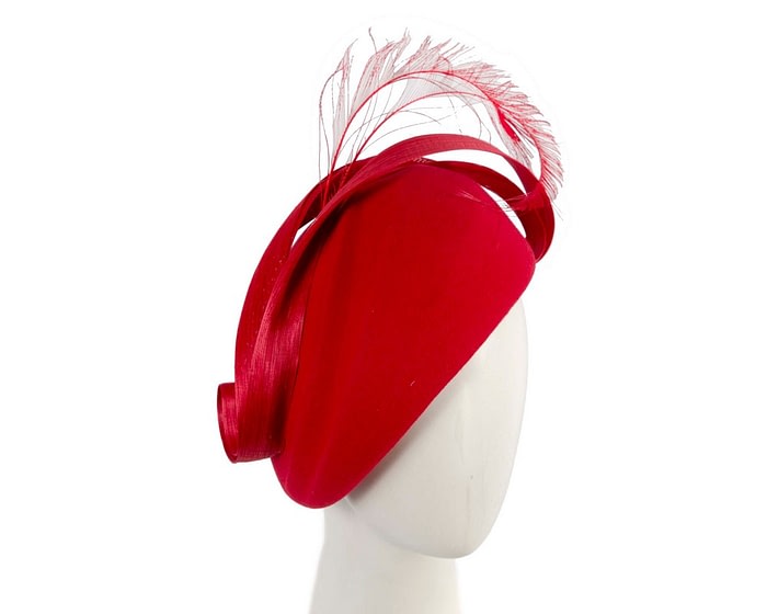 Fascinators Online - Designers red felt hat by Fillies Collection