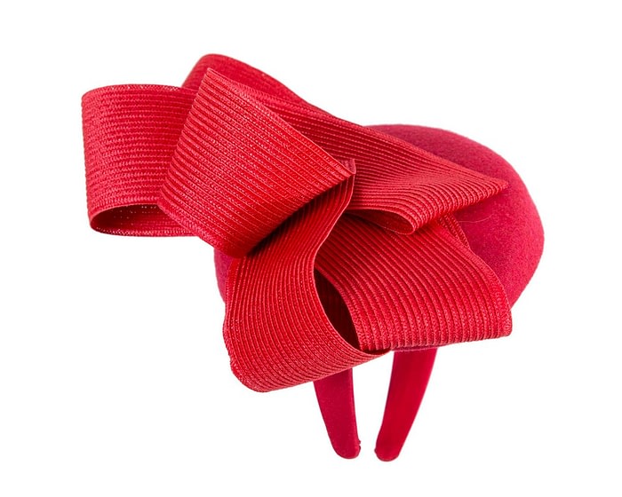 Red winter racing pillbox fascinator by Fillies Collection - Image 4