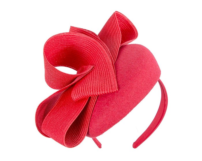Red winter racing pillbox fascinator by Fillies Collection - Image 2