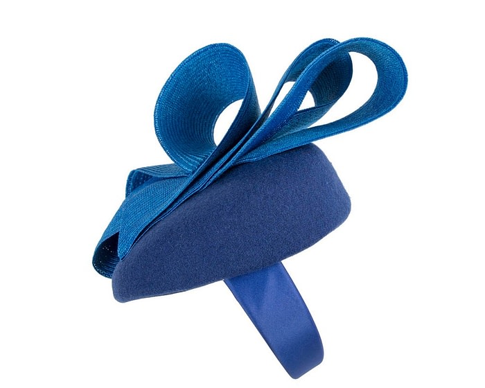 Fascinators Online - Royal blue winter racing pillbox fascinator by Fillies Collection