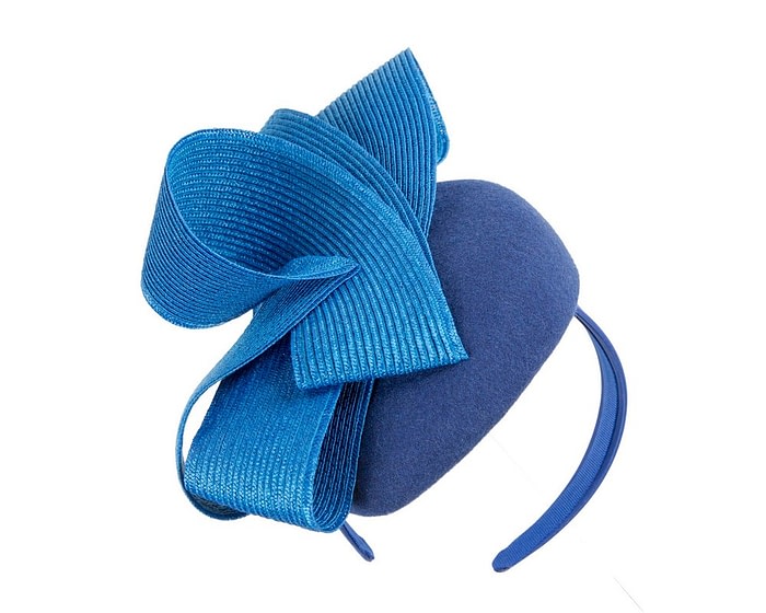 Fascinators Online - Royal blue winter racing pillbox fascinator by Fillies Collection