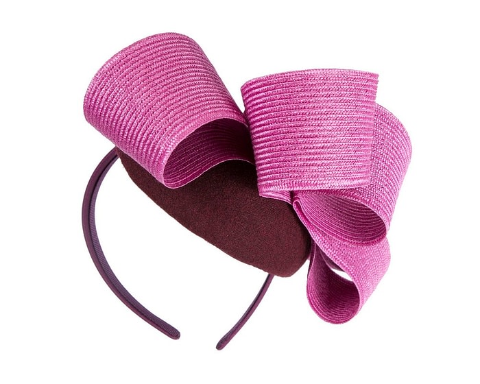 Fascinators Online - Wine & fuchsia winter racing pillbox fascinator by Fillies Collection