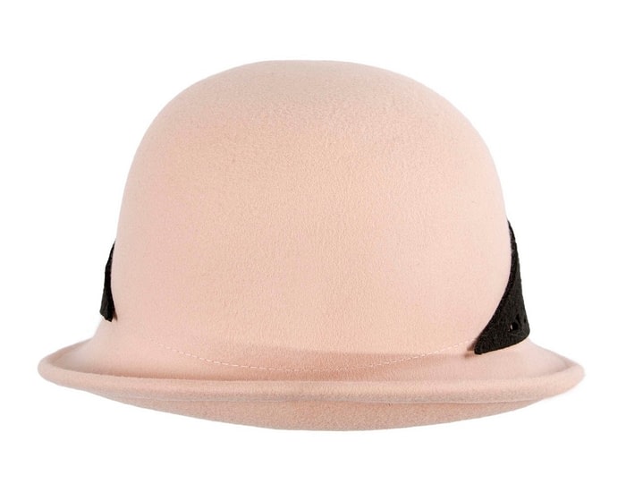 Beige & black winter cloche fashion hat by Fillies Collection - Image 3
