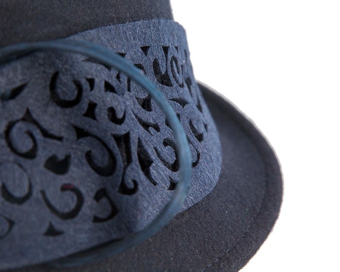 Navy winter cloche fashion hat by Fillies Collection - Image 5