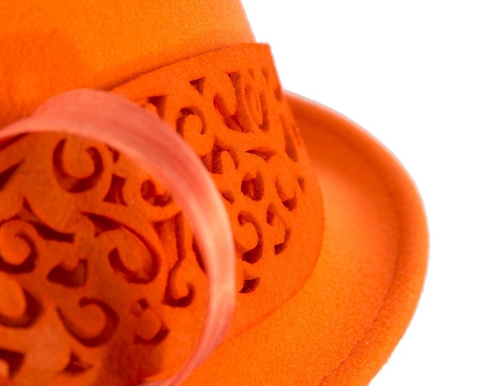 Orange winter cloche fashion hat by Fillies Collection - Image 5