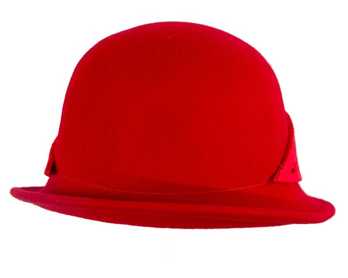 Red winter cloche fashion hat by Fillies Collection - Image 3