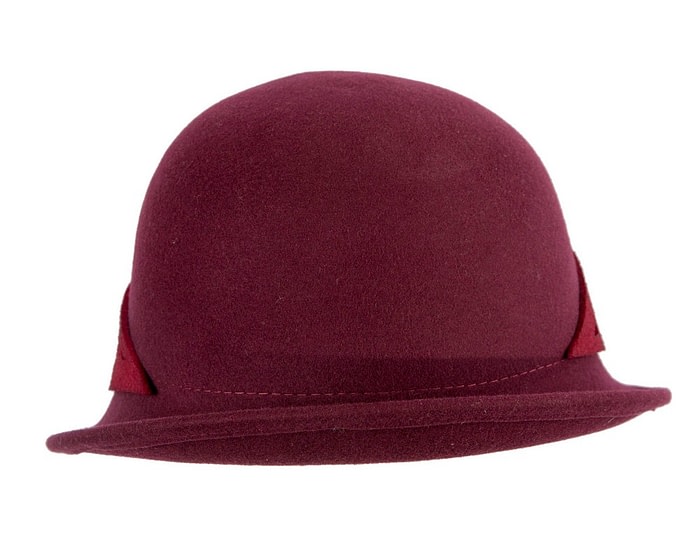 Burgundy winter cloche fashion hat by Fillies Collection - Image 3