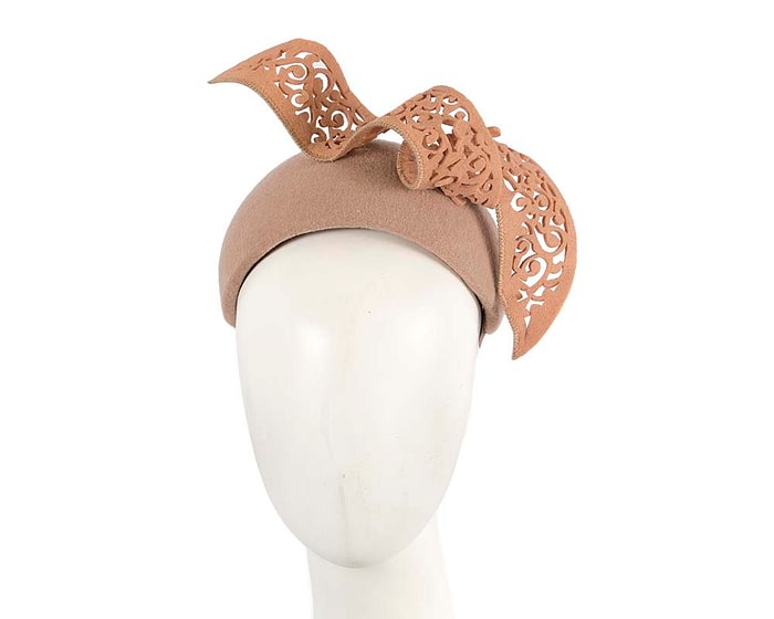 Beige winter fascinator headband