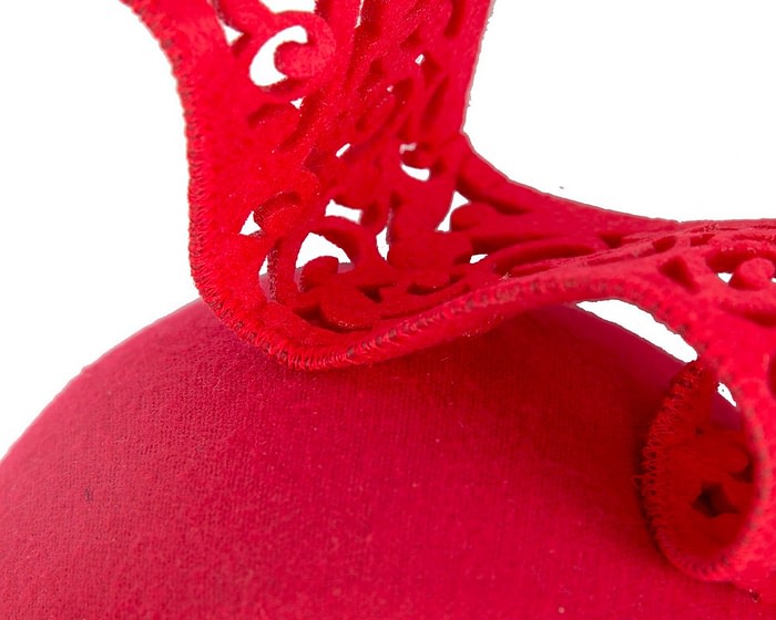 Red winter fascinator headband - Image 3