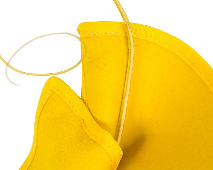 Yellow felt winter fascinator by Fillies Collection - Image 3