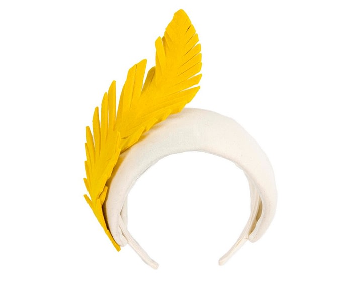 Cream & yellow winter fascinator headband - Image 2
