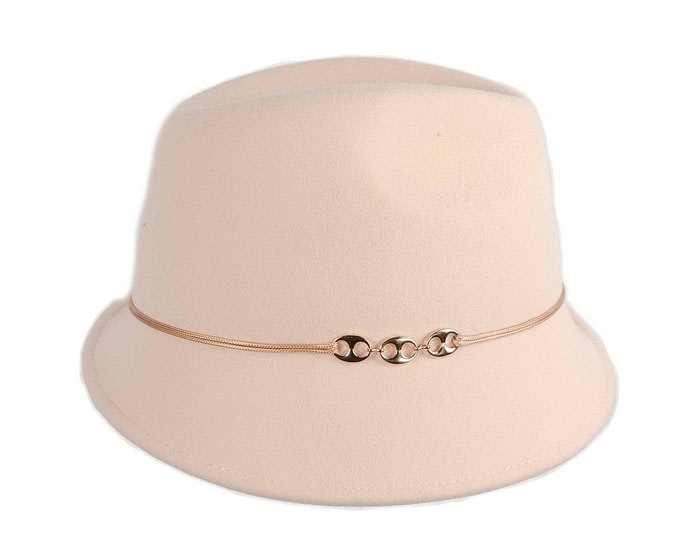 Fascinators Online - Beige ladies felt fedora hat by Max Alexander