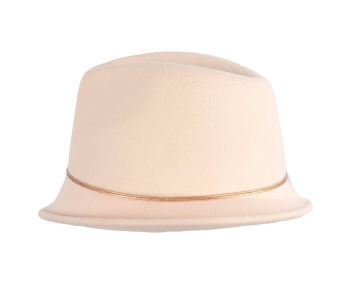 Fascinators Online - Beige ladies felt fedora hat by Max Alexander