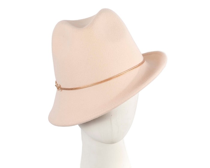Beige ladies felt fedora hat by Max Alexander