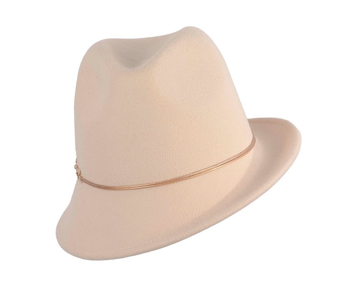 Fascinators Online - Beige ladies felt fedora hat by Max Alexander