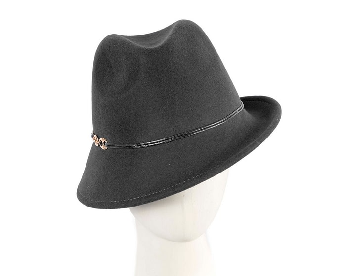 Black ladies felt fedora hat by Max Alexander