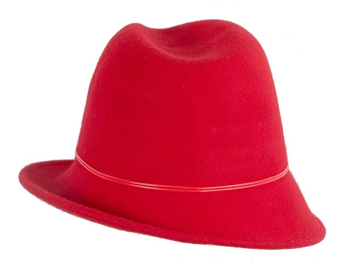 Fascinators Online - Red ladies felt fedora hat by Max Alexander